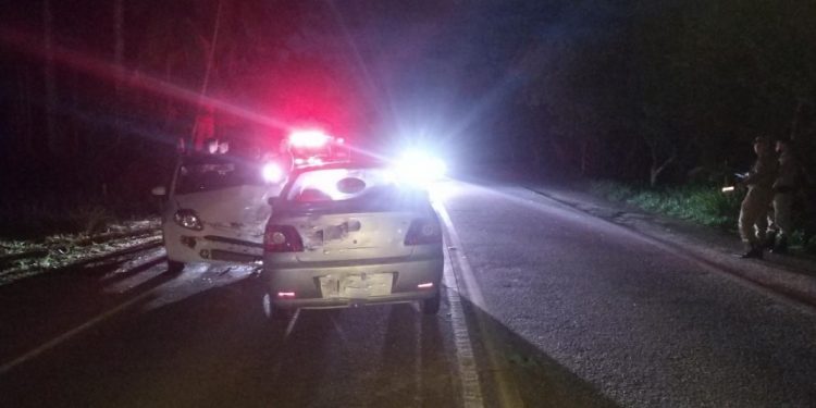 Mulher fica ferida em acidente na SC-410, em Nova Trento