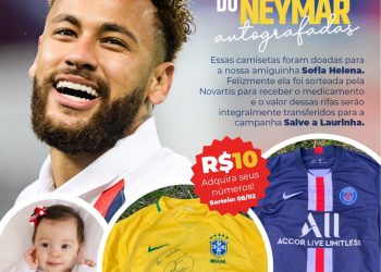 Rifa de camisas do Neymar serão destinadas a campanha Salve a Laurinha