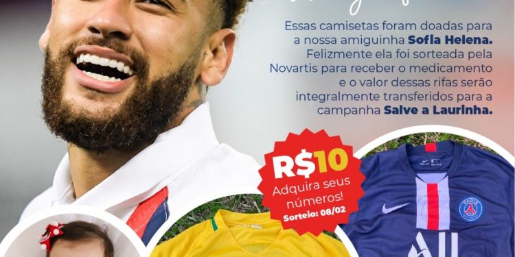 Rifa de camisas do Neymar serão destinadas a campanha Salve a Laurinha