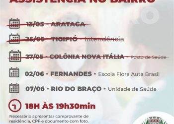“Assistência no Bairro” estará no bairro Fernandes nesta quarta