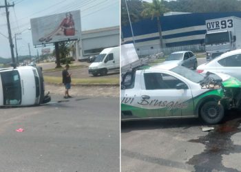 Acidente envolve dois veículos em trevo de acesso a São João Batista