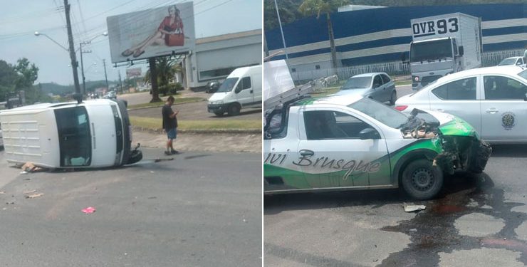 Acidente envolve dois veículos em trevo de acesso a São João Batista