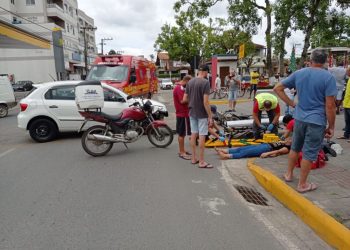 Motociclista tem lesões leves, em acidente no Centro de São João Batista