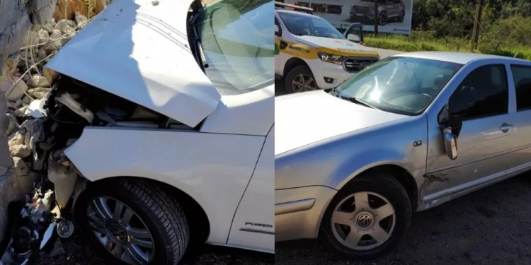 Acidente envolve dois carros na SC-108, em Nova Trento