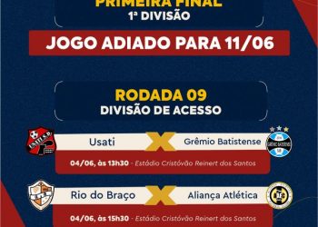 Jogo de ida da final do Campeonato Municipal 2022 é adiado para o dia 11
