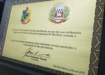 Câmara de São João Batista entregará títulos de Cidadão Batistense