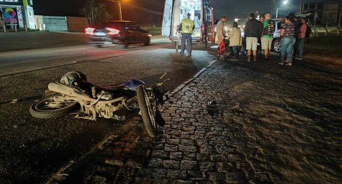 Motociclista fica ferido em acidente na SC-410, em Canelinha