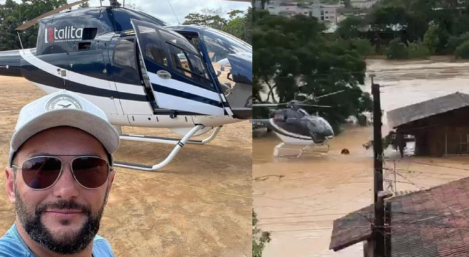 Empresário usa helicóptero para resgatar moradores em SJB e região