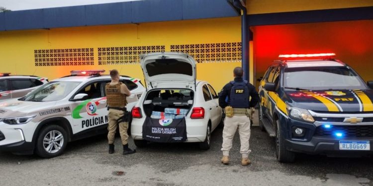 Ação conjunta PRF e PM apreende 200 quilos de maconha na BR-101