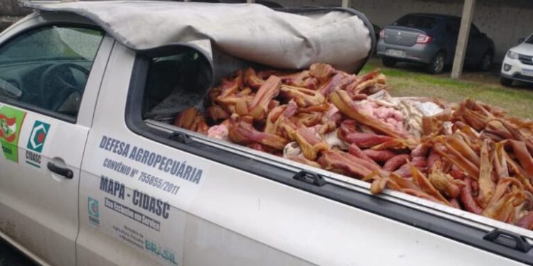 Operação conjunta resulta na apreensão de 860 quilos de carne clandestina, armas e munições