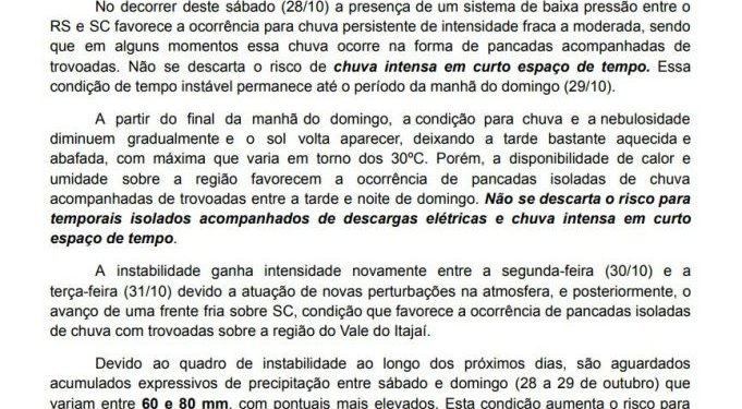 Mau tempo cancela o último desfile da Oktoberfest