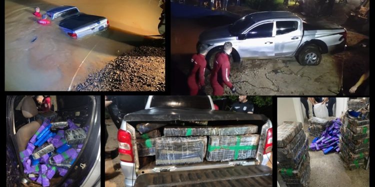 Homem tenta fugir e joga picape carregada com maconha no rio Uruguai