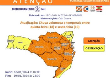 Atualização: Temporais e chuva volumosa entre quinta (18) e sexta-feira (19)