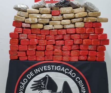 Polícia Civil prende suspeito por tráfico de drogas com aproximadamente 100 quilos de maconha e arma de fogo
