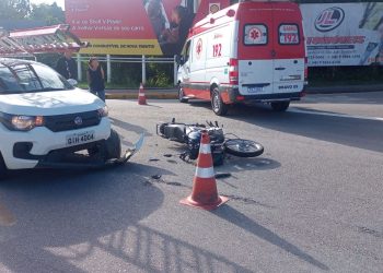 Motociclista fica ferido após acidente em Nova Trento