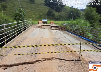 Defesa Civil de Nova Trento interdita ponte José Tridapalli no bairro Ponta Fina Sul