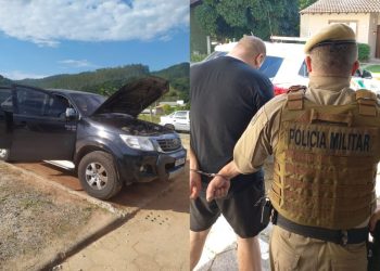 Caminhonete furtada em São Paulo encontrada com placas clonadas em Nova Trento