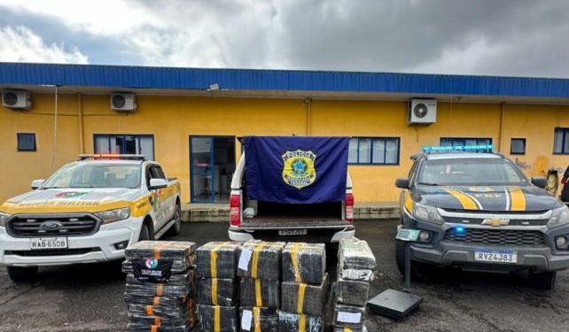 Caminhonete roubada é apreendida com quase meia tonelada de maconha