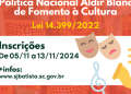 São João Batista abre edital para seleção de projetos culturais a serem fomentados pela Política Nacional Aldir Blanc