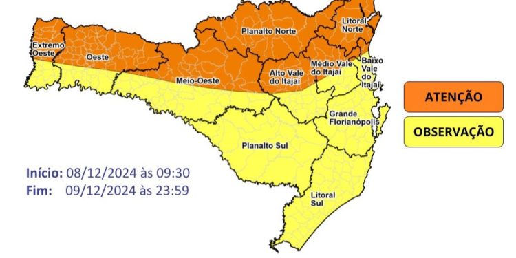 Previsão do tempo indica chuva persistente e volumosa para os próximos dias em Santa Catarina