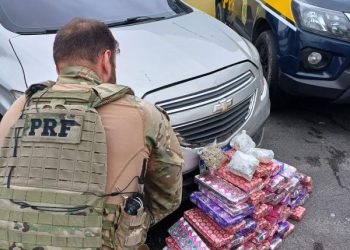 PRF apreende 44 kg de drogas e detém dupla em carro roubado com placas falsas