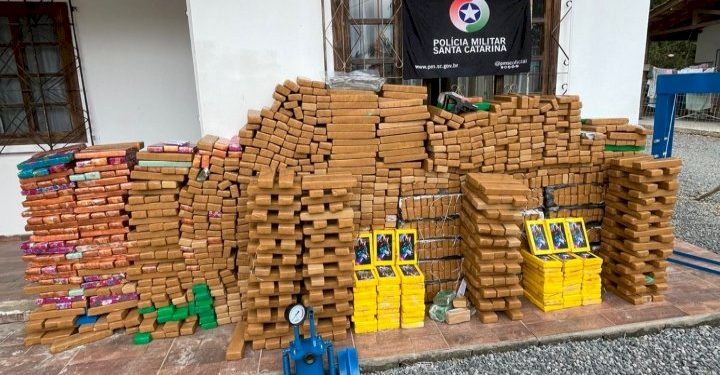 Casa isolada em meio a mata guardava quase uma tonelada de drogas em Ilhota