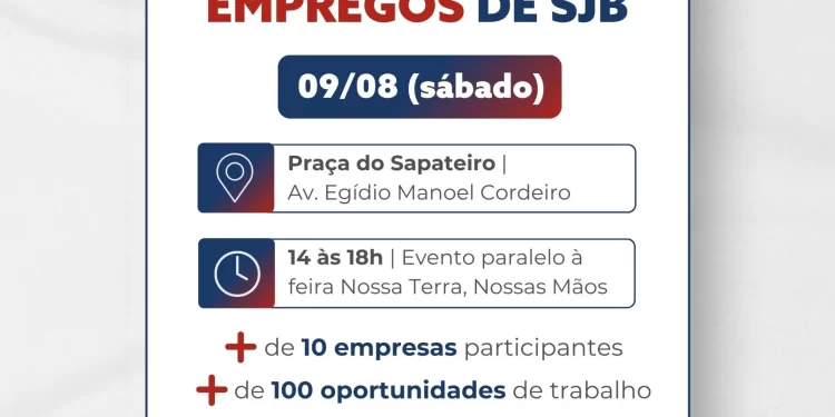 Com oferta de mais de 100 vagas, 1º Feirão de Empregos de São João Batista acontece neste sábado