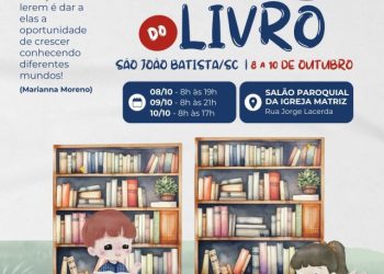 10ª Feira do Livro de São João Batista será realizada de 8 a 10 de outubro