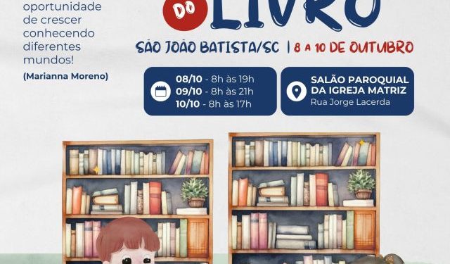 10ª Feira do Livro de São João Batista será realizada de 8 a 10 de outubro