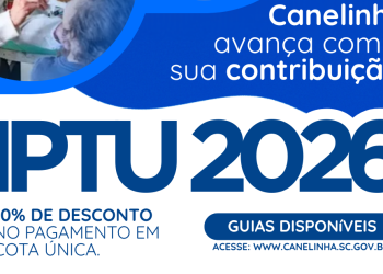 IPTU 2026 já pode ser emitido online em Canelinha; pagamento em cota única garante 10% de desconto