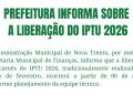 Prefeitura de Nova Trento informa sobre a liberação do IPTU 2026