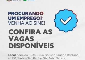 Sine de São João Batista atualiza vagas de emprego em aberto