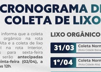 Coletas de lixo serão antecipadas devido ao feriado de Sexta-Feira Santa