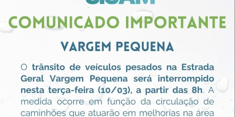 Trânsito de caminhões terá interrupção no acesso à Vargem Pequena nesta terça-feira (10/03)