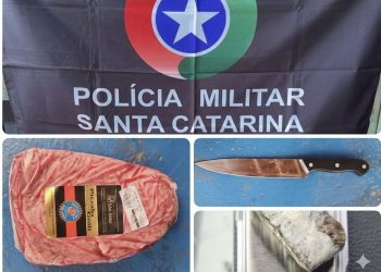 Após discussão Polícia Militar encontra faca droga e carne furtada de supermercado em São João Batista