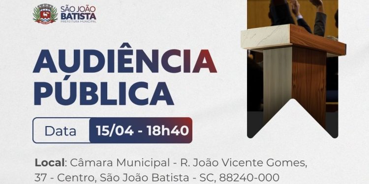 Conselho Municipal do Plano Diretor de São João Batista promove audiência pública nesta quarta-feira (15/04)