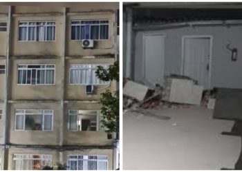 Prédio sofre abalo estrutural em Itajaí e mobiliza equipes de resgate