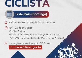 Pedal no dia 17 de maio marcará inauguração da Praça do Ciclista, no interior de São João Batista