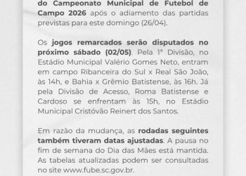 Fube promove ajustes na tabela do Municipal 2026 após adiamento de jogos