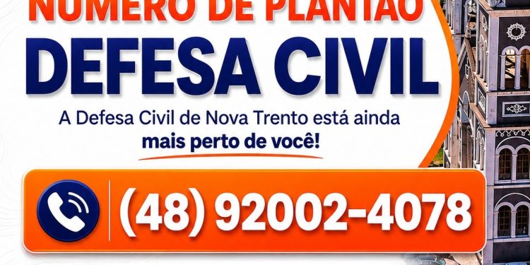 Defesa Civil de Nova Trento disponibiliza número de plantão 24 horas para emergências e orientações