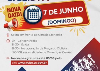 Pedal de inauguração da Praça do Ciclista é transferido para 7 de junho