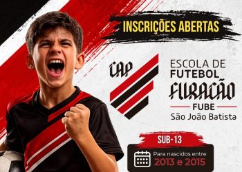 Escola de Futebol Furacão Fube abre inscrições para crianças e adolescentes de São João Batista e região