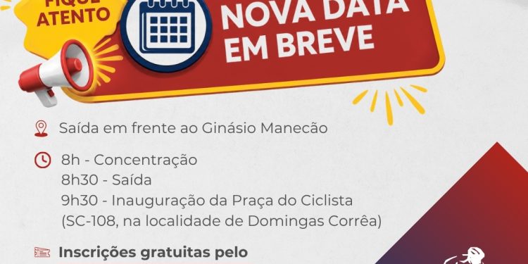 Pedal de inauguração da Praça do Ciclista será realizado em nova data