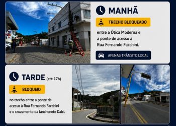 Obras da CELESC alteram trânsito na Rua da Ponte Fernando Facchini nesta quinta-feira (25)