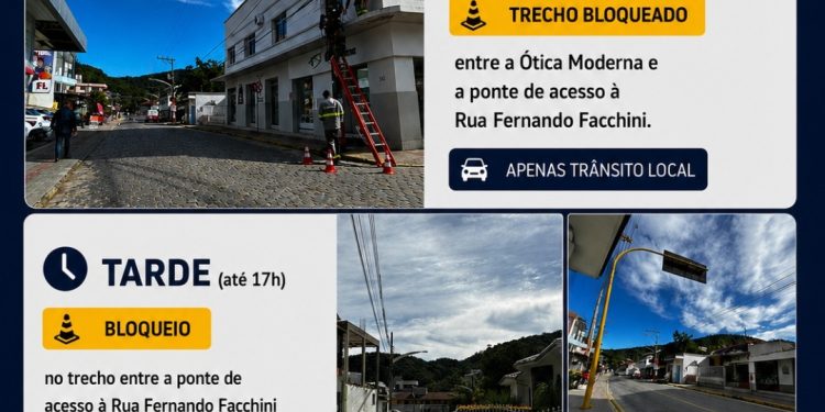 Obras da CELESC alteram trânsito na Rua da Ponte Fernando Facchini nesta quinta-feira (25)