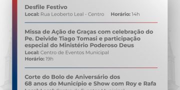 Desfile, Missa e Corte do Bolo marcam sábado (18/07) de comemorações pelos 68 anos de emancipação de São João Batista