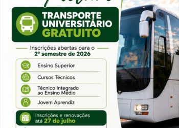 Secretaria de Educação abre inscrições para o Transporte Universitário Gratuito do segundo semestre
