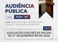 Audiência Pública para prestação de contas do 2º quadrimestre de 2026 será realizada no dia 30 de setembro